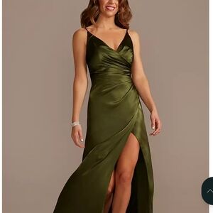 David's Bridal Elegant Olive Maxi Dress